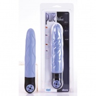 Рельефный голубой вибратор Pure Silicone Vibe - 23,5 см.