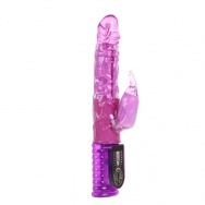 Розовый вибратор со стимулятором клитора Love Stroker - 26 см.