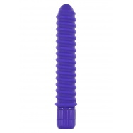 Фиолетовый вибромассажер FUNKY RIBBED VIBE - 15 см.