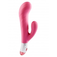 розовый вибратор со стимуляцией клитора Lovely Vibes G-spot Twin - 20 см.