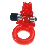 Красное виброкольцо JELLY BEAR COCKRING