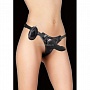 Чёрный страпон с вибрацией Vibrating Pleasure Strap-On - 14,5 см.