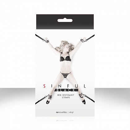 Чёрные фиксаторы для кровати Sinful Black Bed Restraint Straps