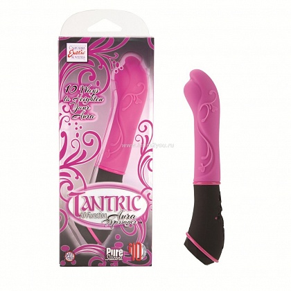 Розовый вибромассажер из силикона TANTRIC AURA MASSAGER - 15 см.