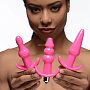 Набор из 3 розовых анальных пробок с вибропулей Thrill Trio Anal Plug Set