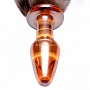 Анальная пробка с пушистым лисьим хвостом Orange Glass Butt Plug with Fox Tail - 10 см.