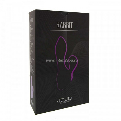 Фиолетовый мини-вибратор с клиторальным стимулятором JOJO  Rabbit - 11 см.