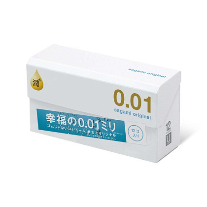 Увлажнённые презервативы Sagami Original 0.01 Extra Lub - 12 шт.