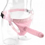 Нежно-розовый страпон с вибрацией Tru-Fit Vibrating Strap-On