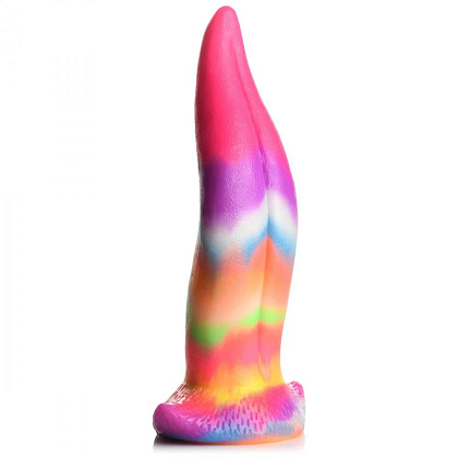 Фантазийный люминесцентный стимулятор-язык Unicorn Kiss Unicorn Tongue Glow-in-the-Dark Silicone Dildo - 21,3 см.