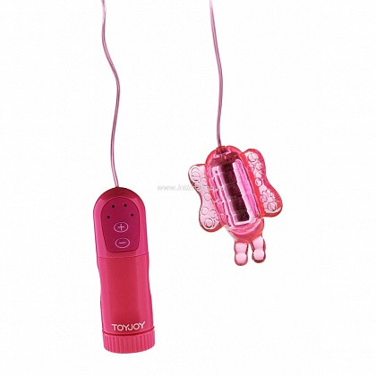 Розовый вибростимулятор-бабочка BUZZ BUZZ BUTTERFLY MASSAGER - 6 см.