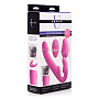 Розовый безремневой страпон с вибрацией и функцией расширения Inflatable Ergo-Fit Strapless Strap-On