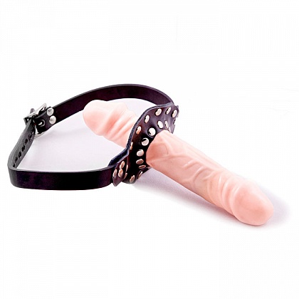 Кляп с фаллоимитатором Strap-on Cockgag Nude - 14 см.