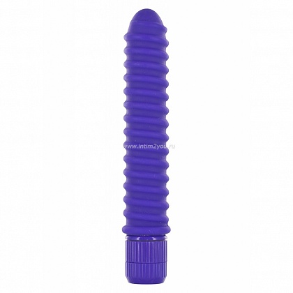 Фиолетовый вибромассажер FUNKY RIBBED VIBE - 15 см.