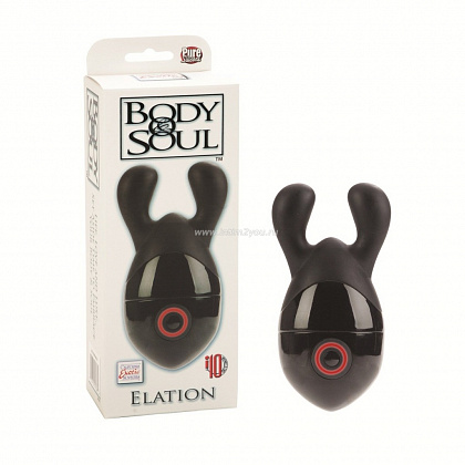 Чёрный вибромассажёр с ушками Body   Soul Elation Massagers