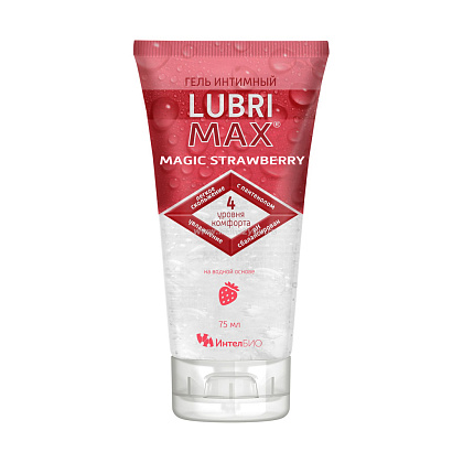 Интимный гель-смазка на водной основе Lubrimax Magic Strawberry - 75 мл.