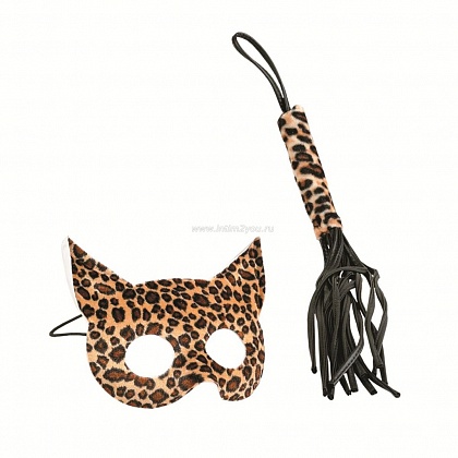 Набор из леопардовых маски и плети Passion Play Kitty Kat Mask   Whip