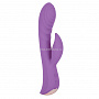 Фиолетовый вибромассажер-кролик 5  Silicone Ripple Passion - 19,1 см.