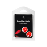 Набор из 2 шариков с массажным маслом Brazilian Balls с ароматом клубники