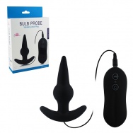 Чёрная анальная пробка Bulb Probe Vibrating Anal Plug с вибрацией