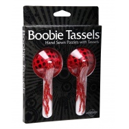 Красные накладки на соски с кисточками Boobie Tassels