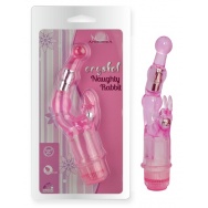 Розовый вибростимулятор Crystal Naughty Rabbit - 20 см.