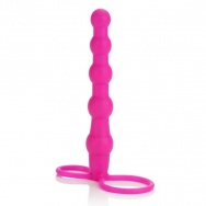 Страпон на пенис Silicone Love Rider Beaded Dual Penetrator розовый