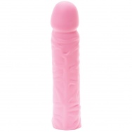 Розовый рельефный фаллоимитатор Mr.Softee Vibrator Sleeve - 20 см.