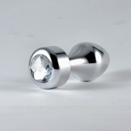 Серебристая анальная пробка Aluminium Silver Diamond