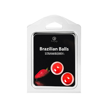 Набор из 2 шариков с массажным маслом Brazilian Balls с ароматом клубники