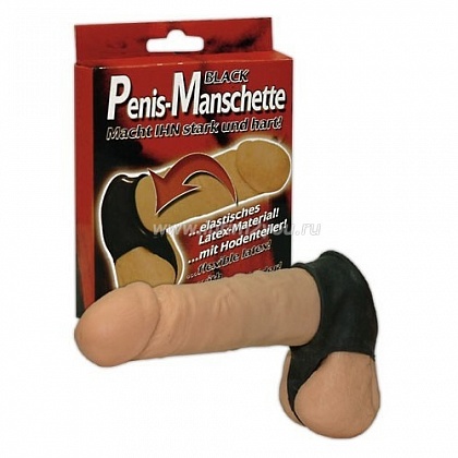 Чёрная утяжка для пениса и мошонки Penis Manschette