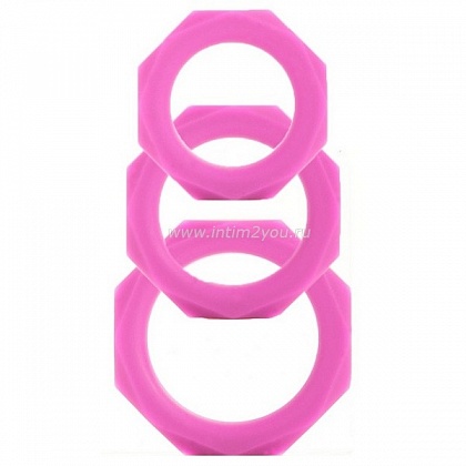 Набор розовых эрекционных колец Octagon Rings 3 sizes