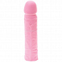 Розовый рельефный фаллоимитатор Mr.Softee Vibrator Sleeve - 20 см.