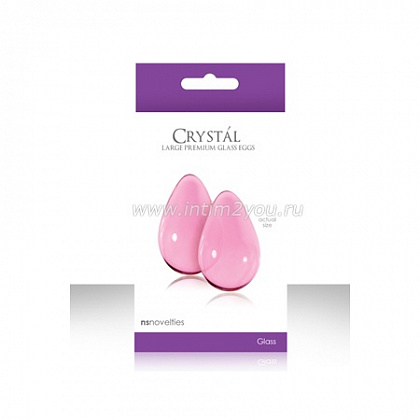 Большие розовые стеклянные вагинальные шарики CRYSTAL KEGEL EGGS