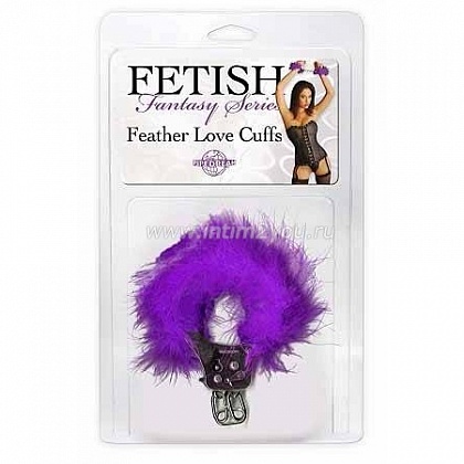 Наручники металлические Feather Love Cuffs с пухом фиолетовые