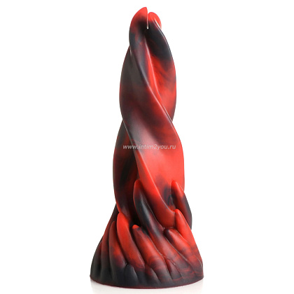 Красно-черный фантазийный фаллоимитатор Hell Kiss Twisted Tongues Silicone Dildo - 18,8 см.