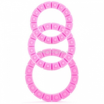 Набор из 3 розовых эрекционных колец Silicone Love Wheel 3 sizes